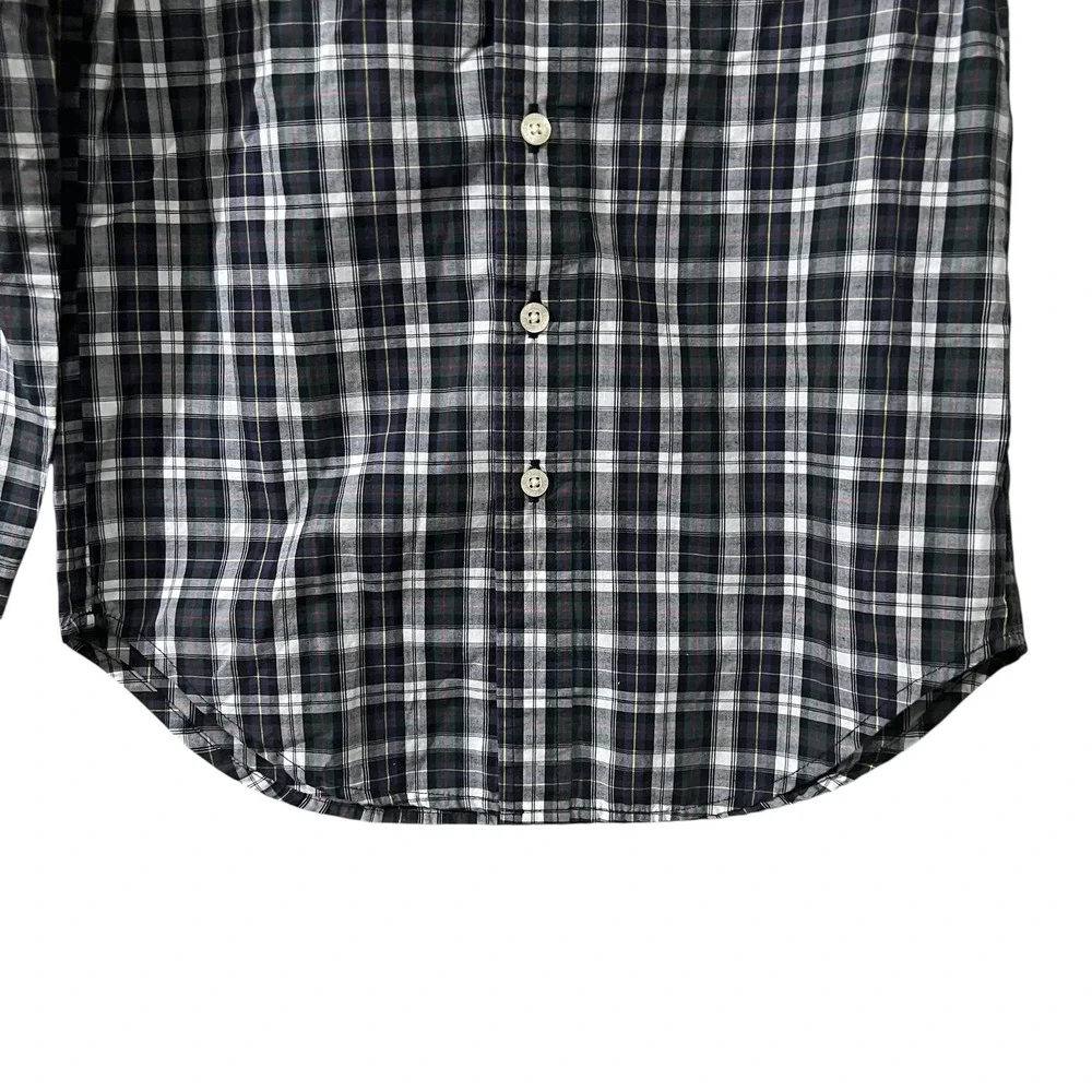 Chaps Kids Button Down Shirt Boys Small 8 Navy Blue‎ Plaid Long Sleeve Preppy